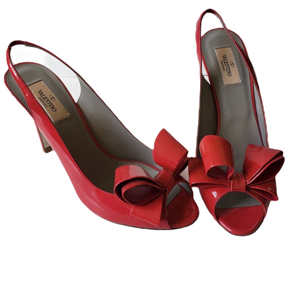 Valentino Pink Patent Bow Accents D'Orsay Pumps